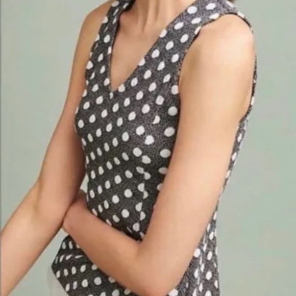 Maeve Tops - Anthropologie Maeve Polka Dot Jacquard V-Neck Tank Top Sleeveless Size S